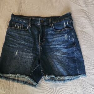 a.n.a Blue Jean Shorts Distressed Raw-Edge Hem